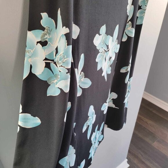 Plus size Clientele Black dress with green floral design. EUC - Picture 6 of 7